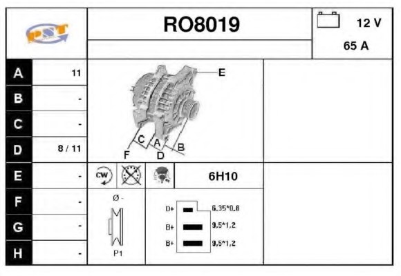 SNRA RO8019 Alternator